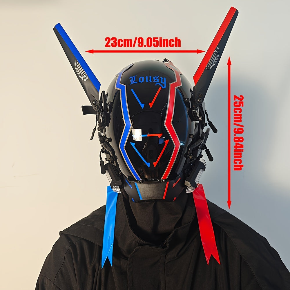 Cyberpunk LED Light-Up Mask For Men – Cool & Futuristic Style, Plastic Material, Perfect For Halloween