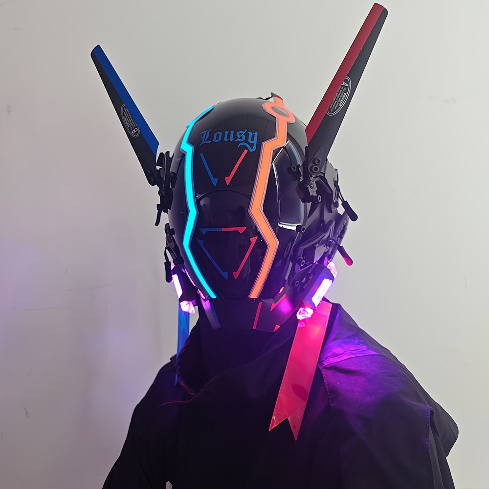 Cyberpunk LED Light-Up Mask For Men – Cool & Futuristic Style, Plastic Material, Perfect For Halloween