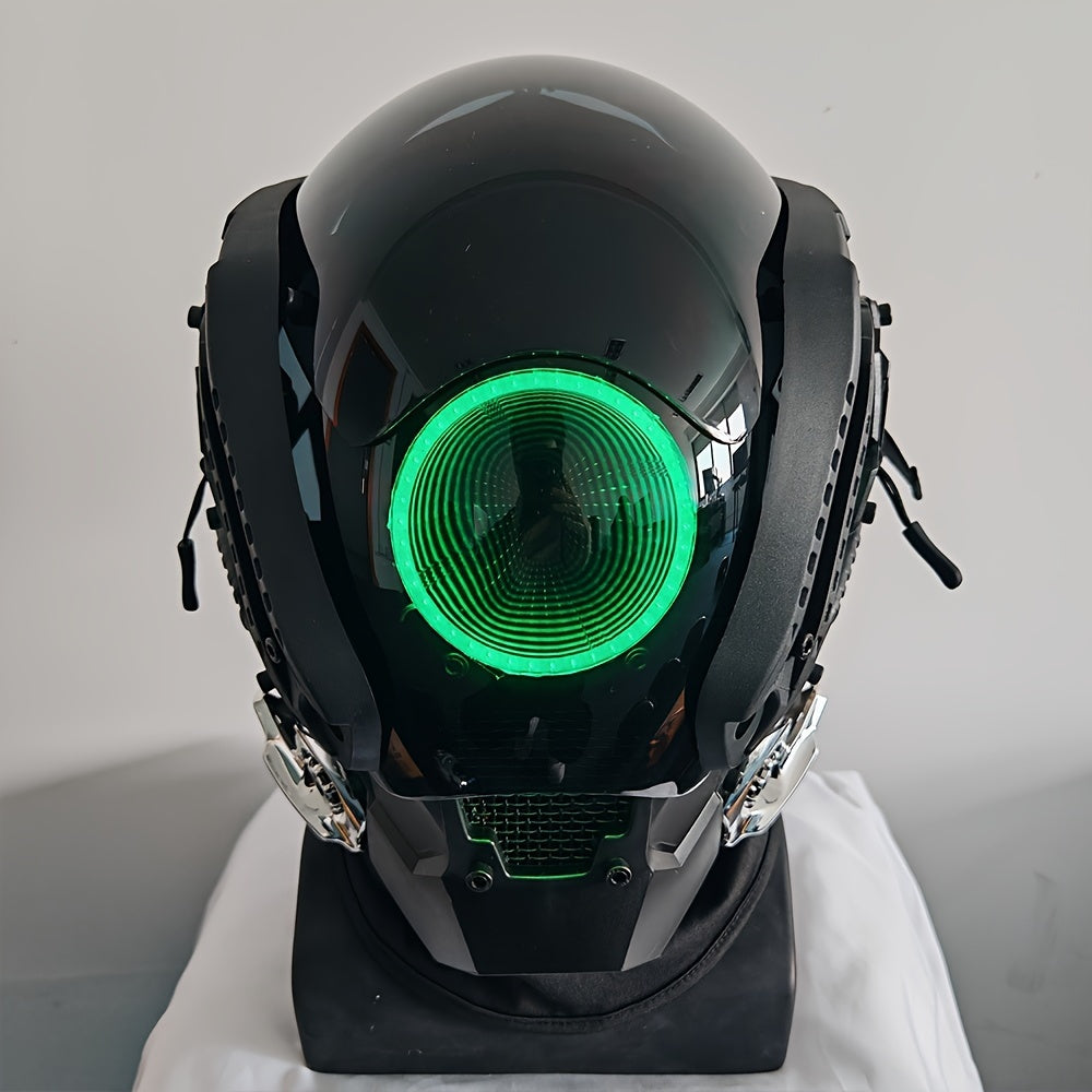 Fashion Cool Cyberpunk Mask Halloween Futurist Science Fiction LED Illuminated Masks With infinity mirror lights Halloween Music Festival Cosplay Costume Party Props for Adult