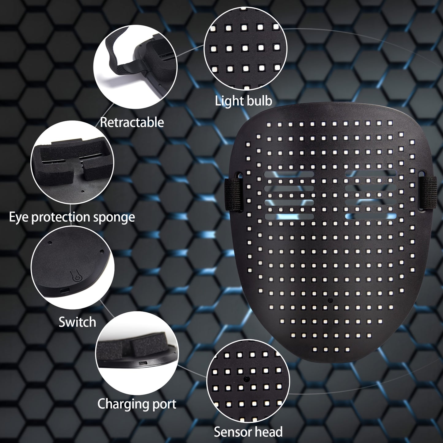 1pc Gesture-Sensing LED Transforming Mask for Halloween, Rave Parties, and Masquerade Balls