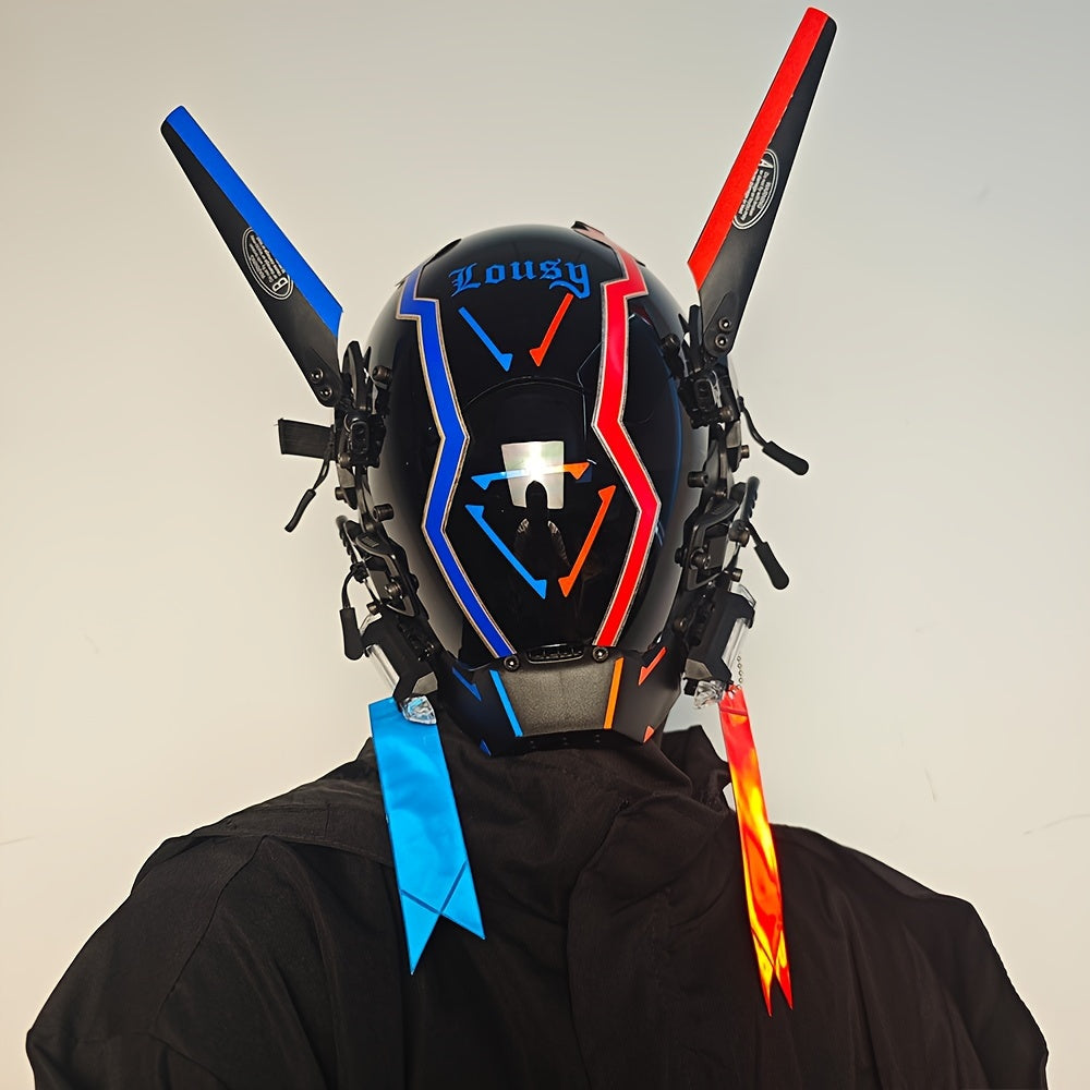 Cyberpunk LED Light-Up Mask For Men – Cool & Futuristic Style, Plastic Material, Perfect For Halloween