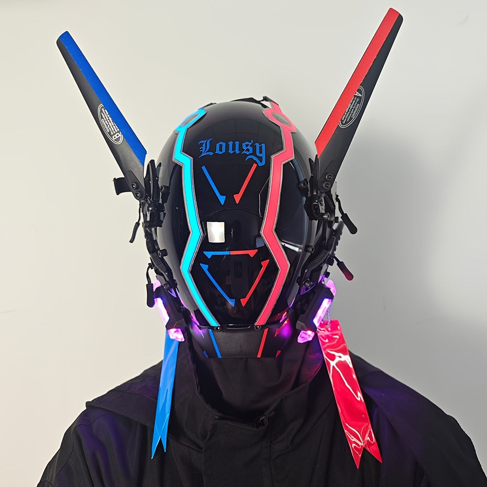Cyberpunk LED Light-Up Mask For Men – Cool & Futuristic Style, Plastic Material, Perfect For Halloween