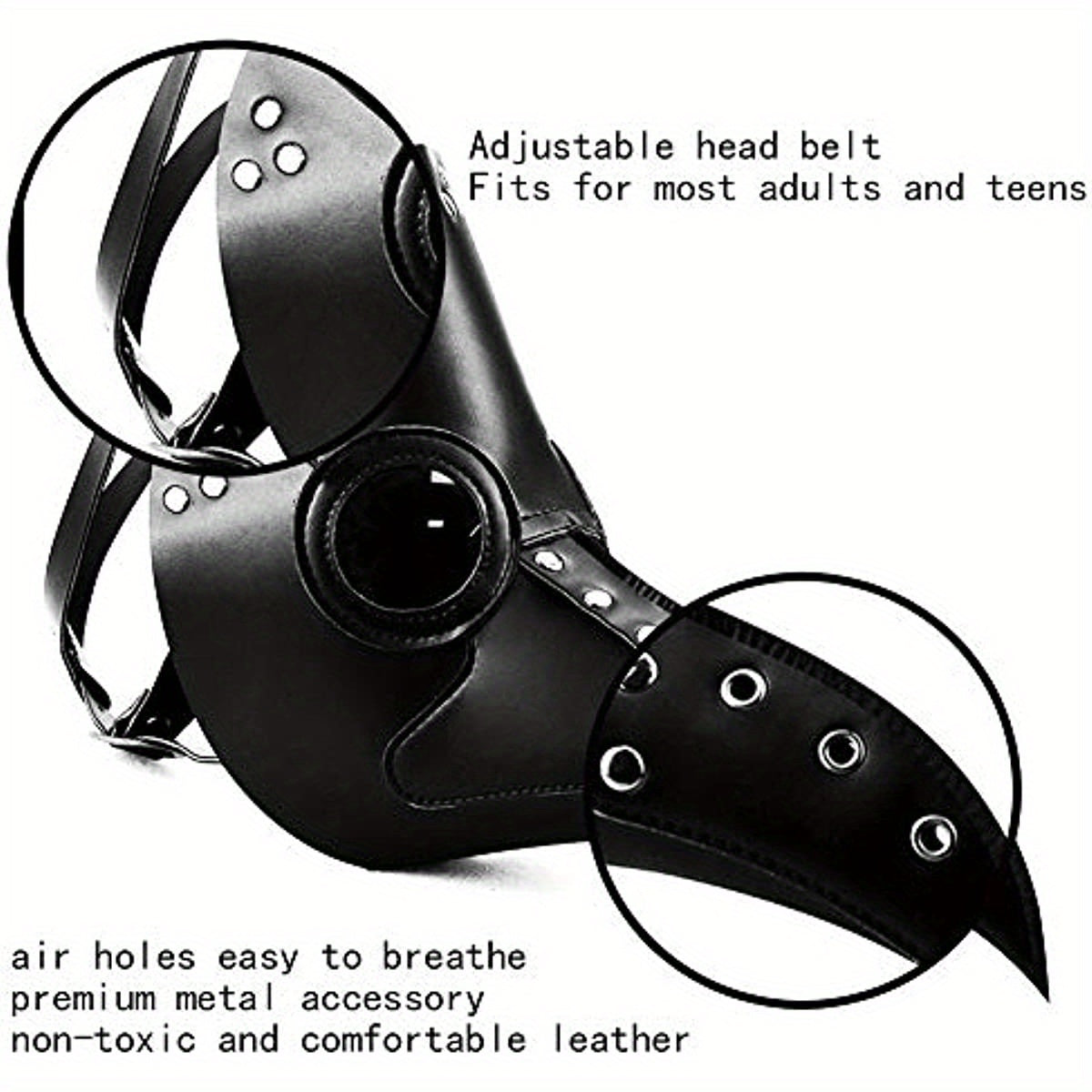 PU Leather Plague Doctor Mask, Halloween Mask Costume Props, Gift for Friend